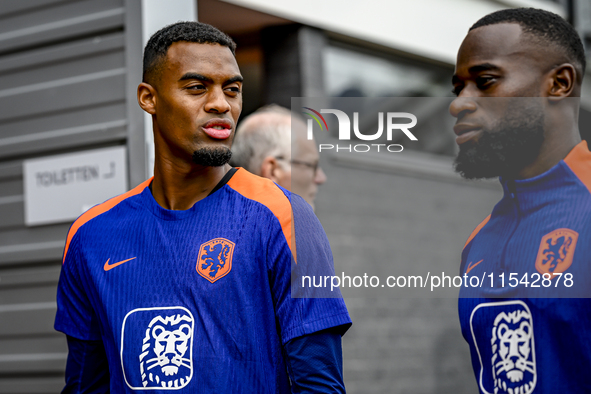 Netherlands players Ryan Gravenberch and Lutsharel Geertruida during the training and press conference for the Netherlands Nations League se...