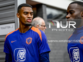 Netherlands players Ryan Gravenberch and Lutsharel Geertruida during the training and press conference for the Netherlands Nations League se...