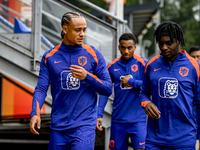 Netherlands player Xavi Simons and Netherlands player Jeremie Frimpong during the training and press conference for the Netherlands Nations...