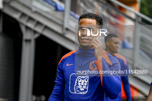 Netherlands player Justin Kluivert participates in the training and press conference for the Netherlands Nations League season 2024-2025 at...