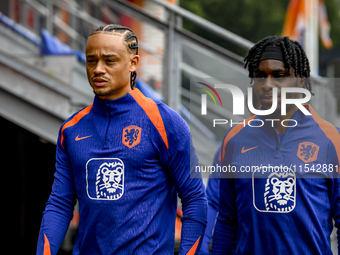 Netherlands player Xavi Simons and Netherlands player Jeremie Frimpong during the training and press conference for the Netherlands Nations...