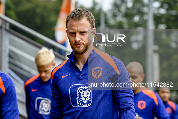 Netherlands goalkeeper Mark Flekken participates in the training and press conference for the Netherlands Nations League season 2024-2025 at...