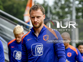 Netherlands goalkeeper Mark Flekken participates in the training and press conference for the Netherlands Nations League season 2024-2025 at...