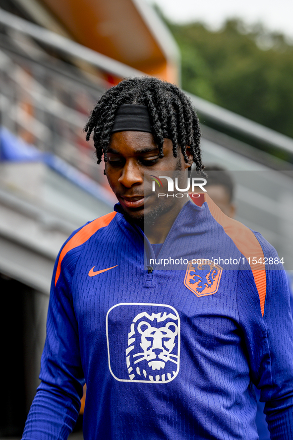 Netherlands player Jeremie Frimpong participates in the match training and press conference for the Netherlands Nations League season 2024-2...