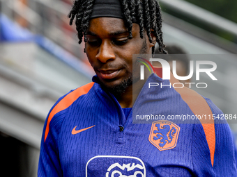 Netherlands player Jeremie Frimpong participates in the match training and press conference for the Netherlands Nations League season 2024-2...