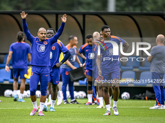 Netherlands player Donyell Malen and Netherlands player Denzel Dumfries during the training and press conference for the Netherlands Nations...