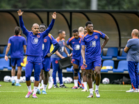 Netherlands player Donyell Malen and Netherlands player Denzel Dumfries during the training and press conference for the Netherlands Nations...