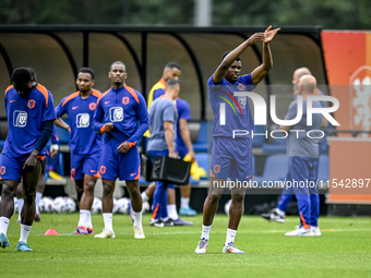 Netherlands player Denzel Dumfries participates in the training and press conference for the Netherlands Nations League season 2024-2025 at...