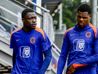 Netherlands player Brian Brobbey and Netherlands player Denzel Dumfries during the training and press conference for the Netherlands Nations...