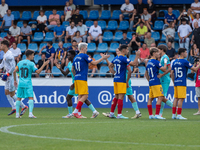 Players are in action during the Primera RFEF 2024-2025 match between FC Andorra and FC Barcelona Atletic at Estadi Nacional d'Andorra in An...