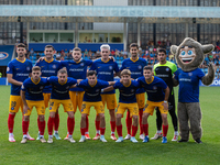 In Andorra La Vella, Andorra, on August 31, 2024, FC Andorra players form during the Primera RFEF 2024-2025 match between FC Andorra and FC...