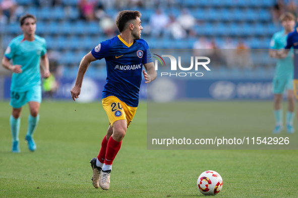 Marti Vila of FC Andorra plays during the Primera RFEF 2024-2025 match between FC Andorra and FC Barcelona Atletic at Estadi Nacional d'Ando...