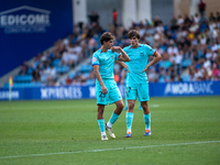 Players are in action during the Primera RFEF 2024-2025 match between FC Andorra and FC Barcelona Atletic at Estadi Nacional d'Andorra in An...