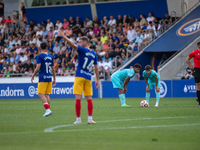 Players are in action during the Primera RFEF 2024-2025 match between FC Andorra and FC Barcelona Atletic at Estadi Nacional d'Andorra in An...