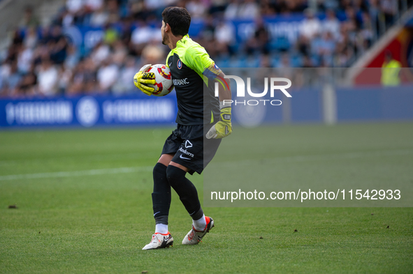 Nico Ratti of FC Andorra is in action during the Primera RFEF 2024-2025 match between FC Andorra and FC Barcelona Atletic at Estadi Nacional...