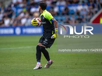 Nico Ratti of FC Andorra is in action during the Primera RFEF 2024-2025 match between FC Andorra and FC Barcelona Atletic at Estadi Nacional...