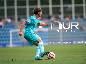 Gerard Martin of FC Futbol Club Barcelona Atletic is in action during the Primera RFEF 2024-2025 match between FC Andorra and FC Barcelona A...