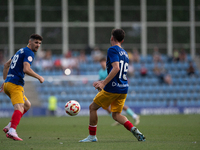 Players are in action during the Primera RFEF 2024-2025 match between FC Andorra and FC Barcelona Atletic at Estadi Nacional d'Andorra in An...