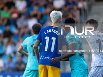 Players are in action during the Primera RFEF 2024-2025 match between FC Andorra and FC Barcelona Atletic at Estadi Nacional d'Andorra in An...