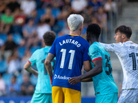 Players are in action during the Primera RFEF 2024-2025 match between FC Andorra and FC Barcelona Atletic at Estadi Nacional d'Andorra in An...