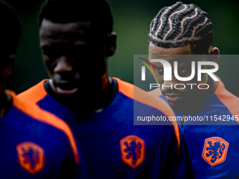 Netherlands player Jorrel Hato participates in the training and press conference for the Netherlands Nations League season 2024-2025 at the...