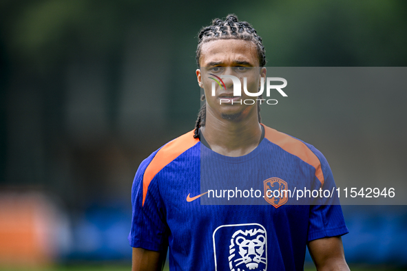 Netherlands player Nathan Ake participates in the training and press conference for the Netherlands Nations League season 2024-2025 at the K...