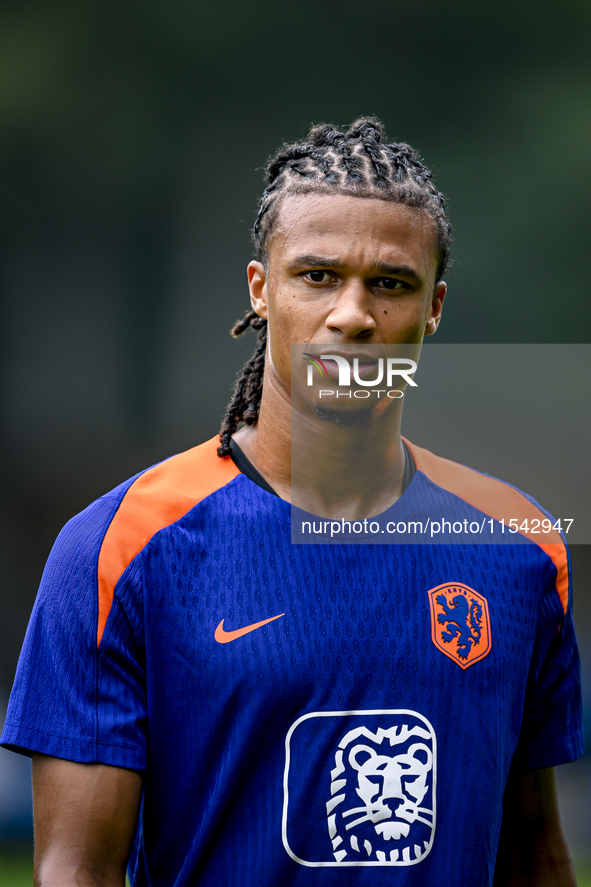 Netherlands player Nathan Ake participates in the training and press conference for the Netherlands Nations League season 2024-2025 at the K...