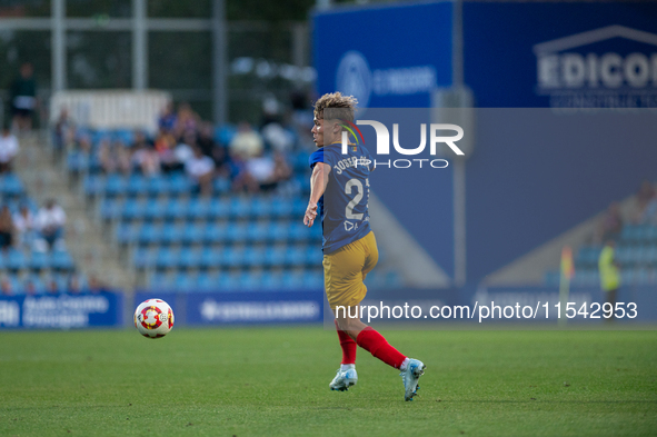 Josep Cerda of FC Andorra is in action during the Primera RFEF 2024-2025 match between FC Andorra and FC Barcelona Atletic at Estadi Naciona...