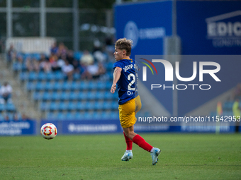 Josep Cerda of FC Andorra is in action during the Primera RFEF 2024-2025 match between FC Andorra and FC Barcelona Atletic at Estadi Naciona...