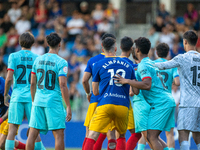 Players are in action during the Primera RFEF 2024-2025 match between FC Andorra and FC Barcelona Atletic at Estadi Nacional d'Andorra in An...