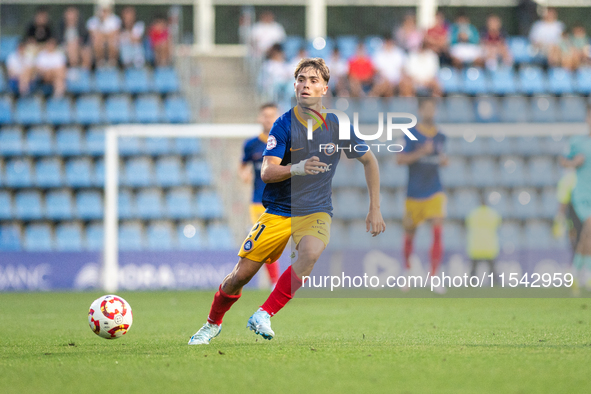 Josep Cerda of FC Andorra is in action during the Primera RFEF 2024-2025 match between FC Andorra and FC Barcelona Atletic at Estadi Naciona...