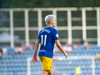 Players are in action during the Primera RFEF 2024-2025 match between FC Andorra and FC Barcelona Atletic at Estadi Nacional d'Andorra in An...