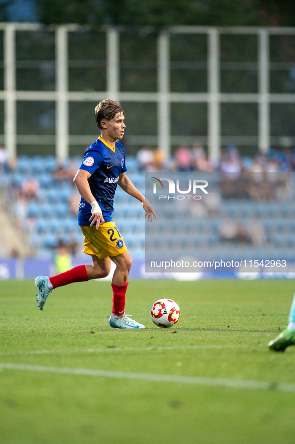 Josep Cerda of FC Andorra is in action during the Primera RFEF 2024-2025 match between FC Andorra and FC Barcelona Atletic at Estadi Naciona...