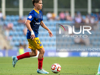 Josep Cerda of FC Andorra is in action during the Primera RFEF 2024-2025 match between FC Andorra and FC Barcelona Atletic at Estadi Naciona...