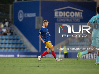 Sergio Molina of FC Andorra is in action during the Primera RFEF 2024-2025 match between FC Andorra and FC Barcelona Atletic at Estadi Nacio...