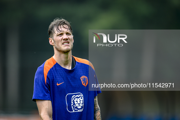 Netherlands player Wout Weghorst participates in the training and press conference for the Netherlands Nations League season 2024-2025 at th...