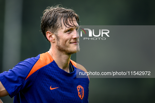 Netherlands player Wout Weghorst participates in the training and press conference for the Netherlands Nations League season 2024-2025 at th...