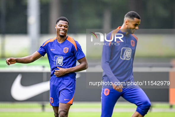 Netherlands player Denzel Dumfries participates in the training and press conference for the Netherlands Nations League season 2024-2025 at...