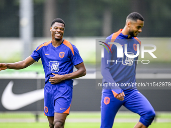 Netherlands player Denzel Dumfries participates in the training and press conference for the Netherlands Nations League season 2024-2025 at...