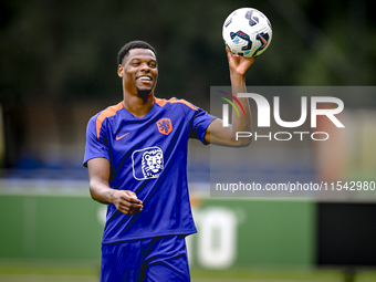 Netherlands player Denzel Dumfries participates in the training and press conference for the Netherlands Nations League season 2024-2025 at...