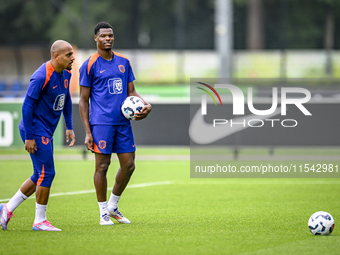 Netherlands player Donyell Malen and Netherlands player Denzel Dumfries during the training and press conference for the Netherlands Nations...