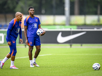 Netherlands player Donyell Malen and Netherlands player Denzel Dumfries during the training and press conference for the Netherlands Nations...