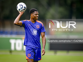 Netherlands player Denzel Dumfries participates in the training and press conference for the Netherlands Nations League season 2024-2025 at...