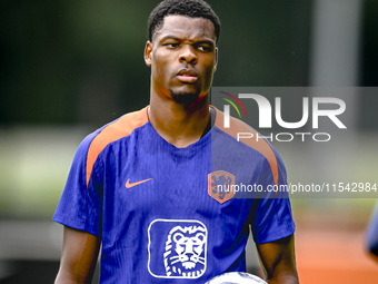 Netherlands player Denzel Dumfries participates in the training and press conference for the Netherlands Nations League season 2024-2025 at...