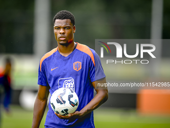 Netherlands player Denzel Dumfries participates in the training and press conference for the Netherlands Nations League season 2024-2025 at...