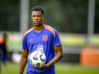 Netherlands player Denzel Dumfries participates in the training and press conference for the Netherlands Nations League season 2024-2025 at...