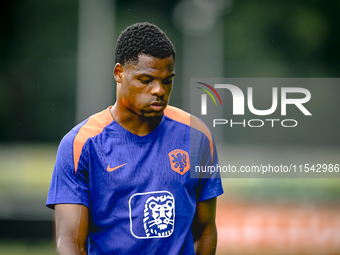 Netherlands player Denzel Dumfries participates in the training and press conference for the Netherlands Nations League season 2024-2025 at...