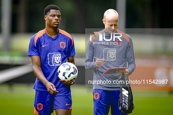 Netherlands player Denzel Dumfries participates in the training and press conference for the Netherlands Nations League season 2024-2025 at...