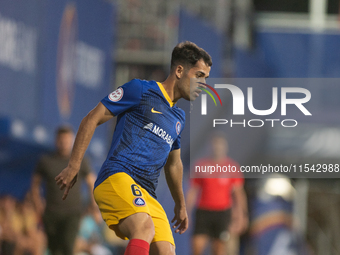 Alberto Solis of FC Andorra is in action during the Primera RFEF 2024-2025 match between FC Andorra and FC Barcelona Atletic at Estadi Nacio...