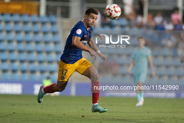 Clemente of FC Andorra is in action during the Primera RFEF 2024-2025 match between FC Andorra and FC Barcelona Atletic at Estadi Nacional d...